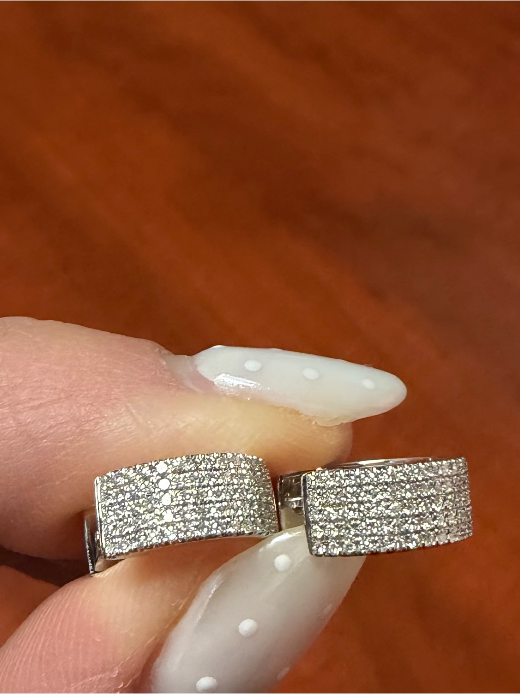 Sterling Silver Pave Diamond Huggie Hoop Earrings